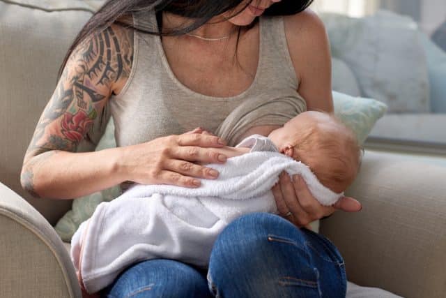 Feeding a newborn baby